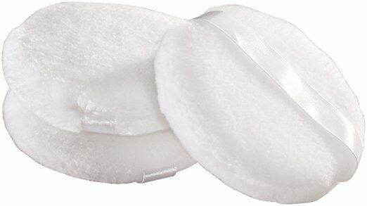 Powder Puff Large 4 In. Velour Body Makeup Puff With Satin Ribbon / Set Of 3