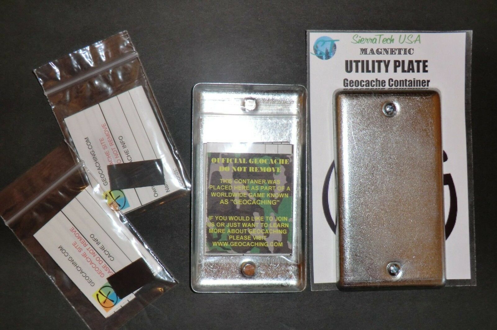 2 Magnetic Utility Electrical Plate Geocache Containers / Geocaching Cache