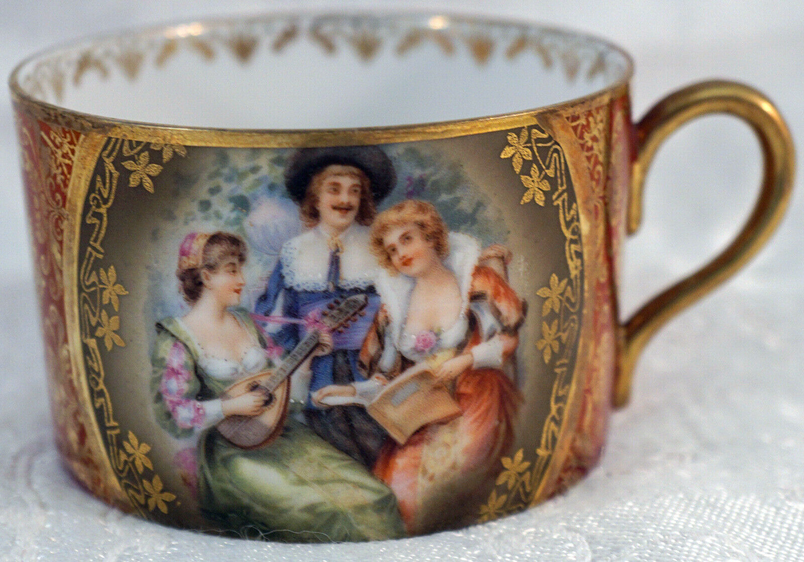 Cup Es Germany Porcelain Three Minstrels And Gold Decoration