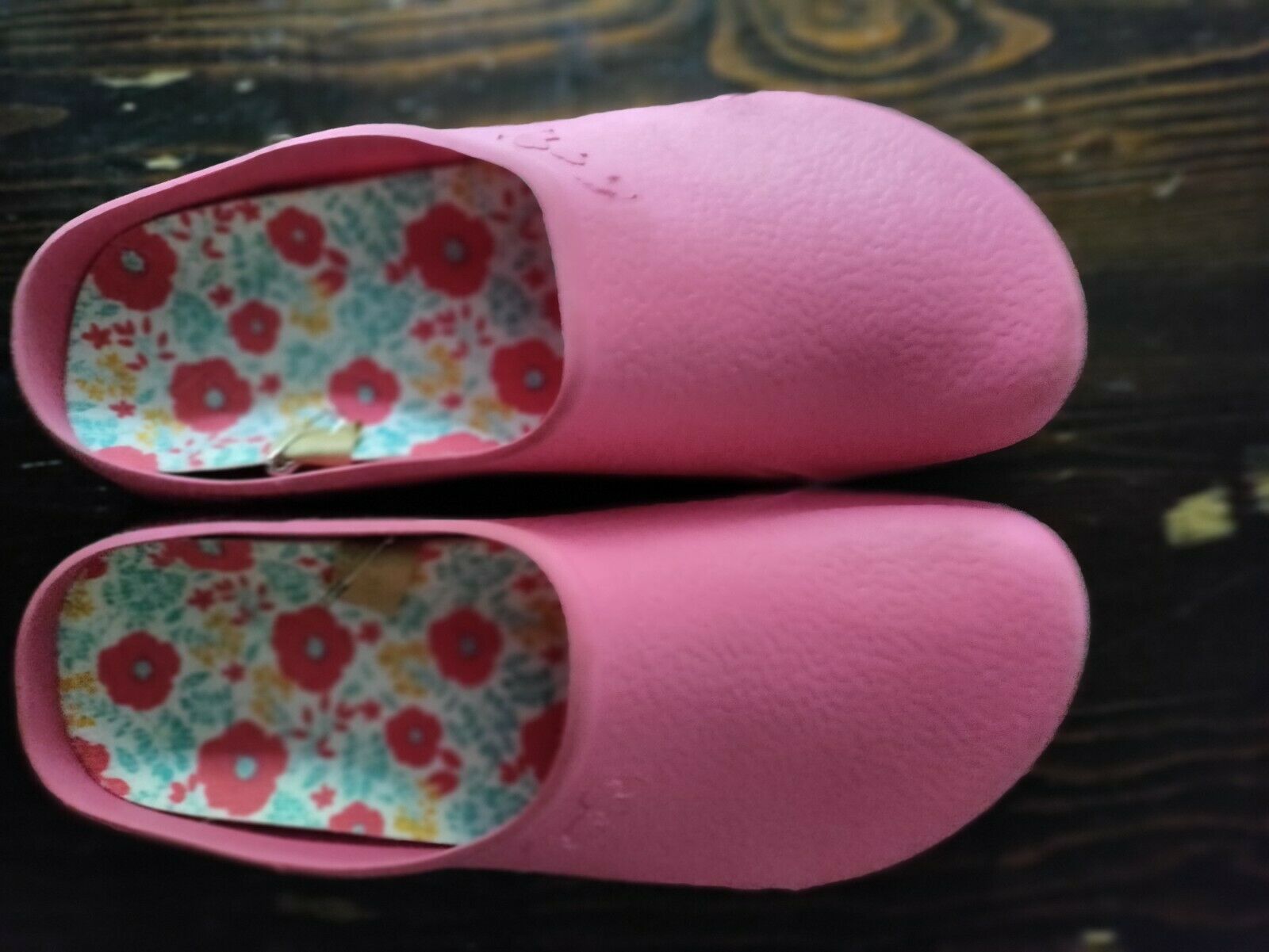 Gardenline Garden Clogs Size 7/8 Pink Easy Clean Flowers Removable Sock