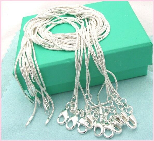 10pcs Wholesale 925 Sterling Solid Silver 1mm Snake Chain Necklace Xxdc08