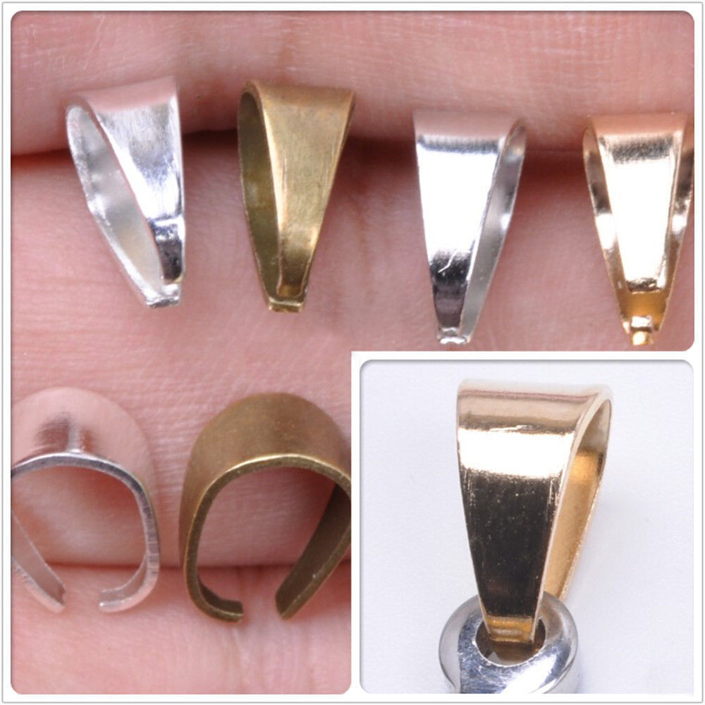 Pendant Pinch Clip Bail Gold Silver Bronze Plate Or Stainless Steel Many Sizes