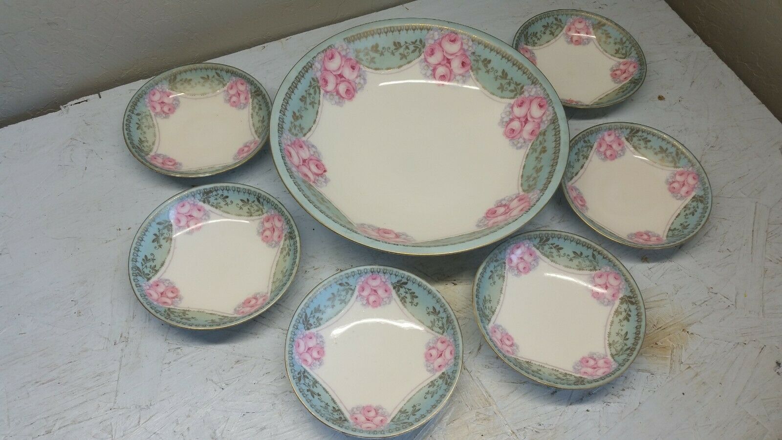 Berry Set  7 Pc.    Decorated  W/peonies       R S Germany
