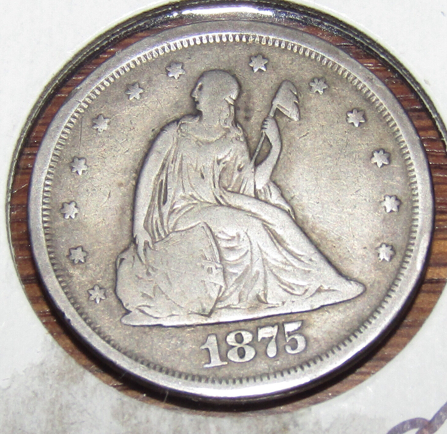 1875-s Seated Liberty Silver Twenty Cents Piece 20c