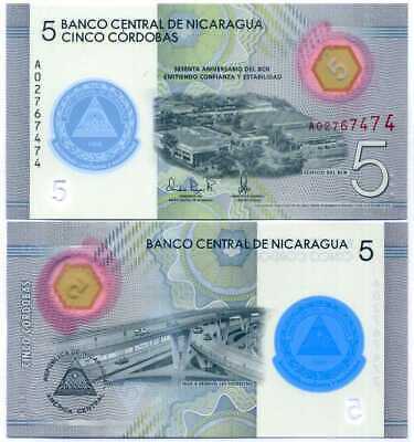Nicaragua 5 Cordobas 2020 P 219 A Comm. Polymer Unc