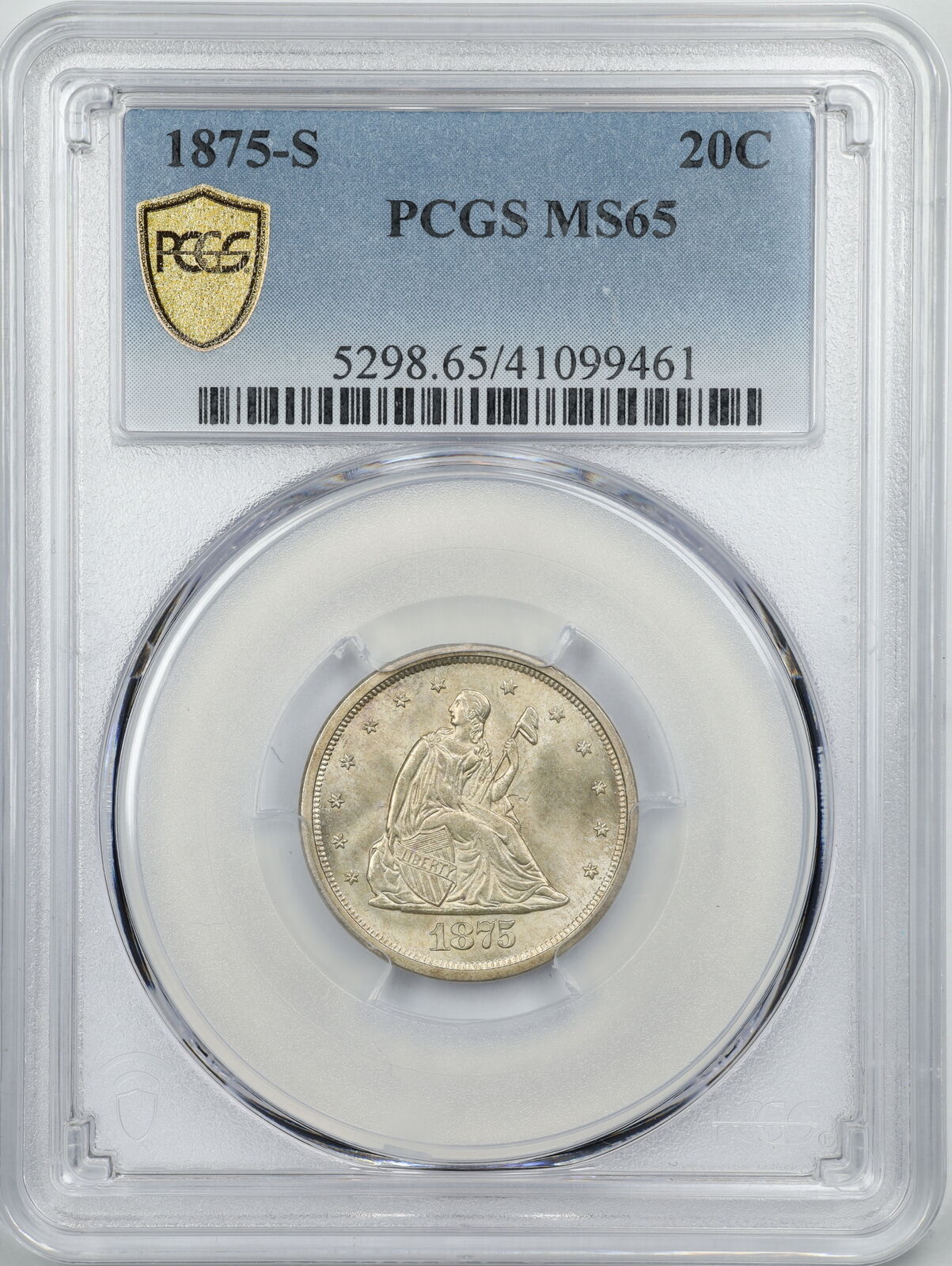 1875-s 20c Twenty Cent Piece Ms65 Pcgs 41099461